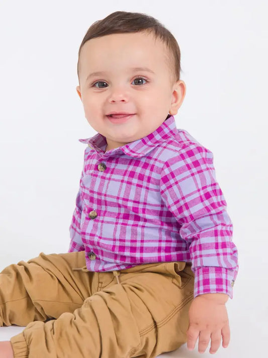 Baby Boy Harper Plaid Long Sleeve Bodysuit