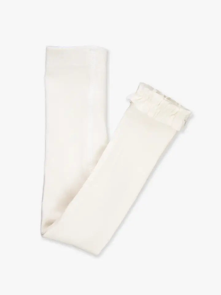 Girls Ivory Footless Ruffle Tights