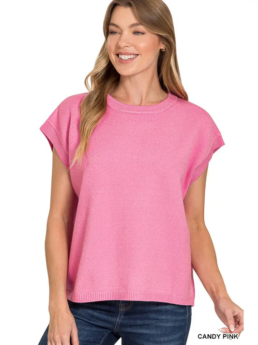 Candy Pink Viscose Sweater Vest