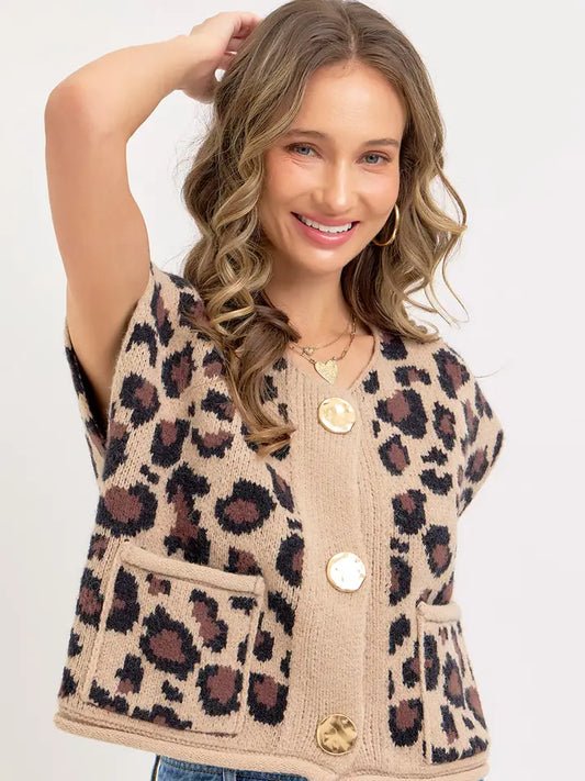 Leopard Print Sweater Vest