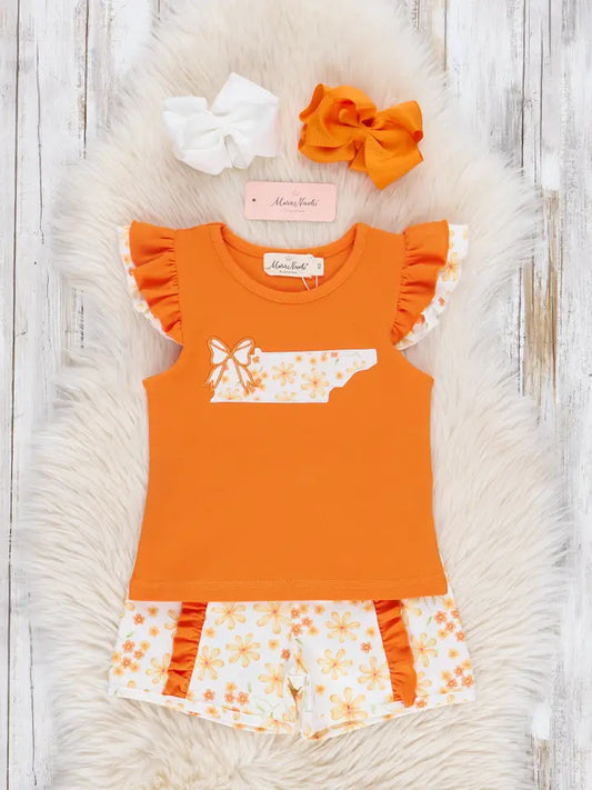 Tennessee Embroidered Floral Ruffle Outfit