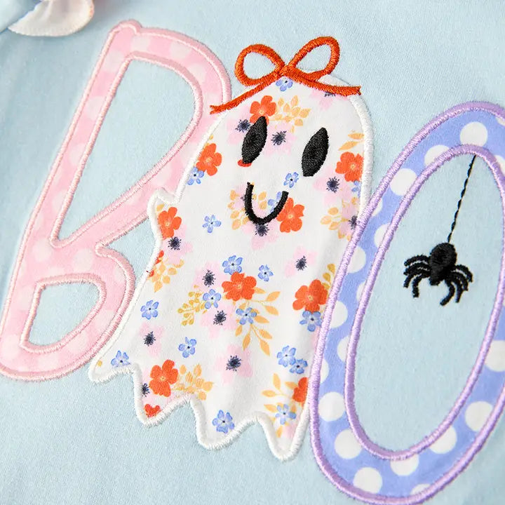 Boo Girls Halloween Ghost Applique Romper
