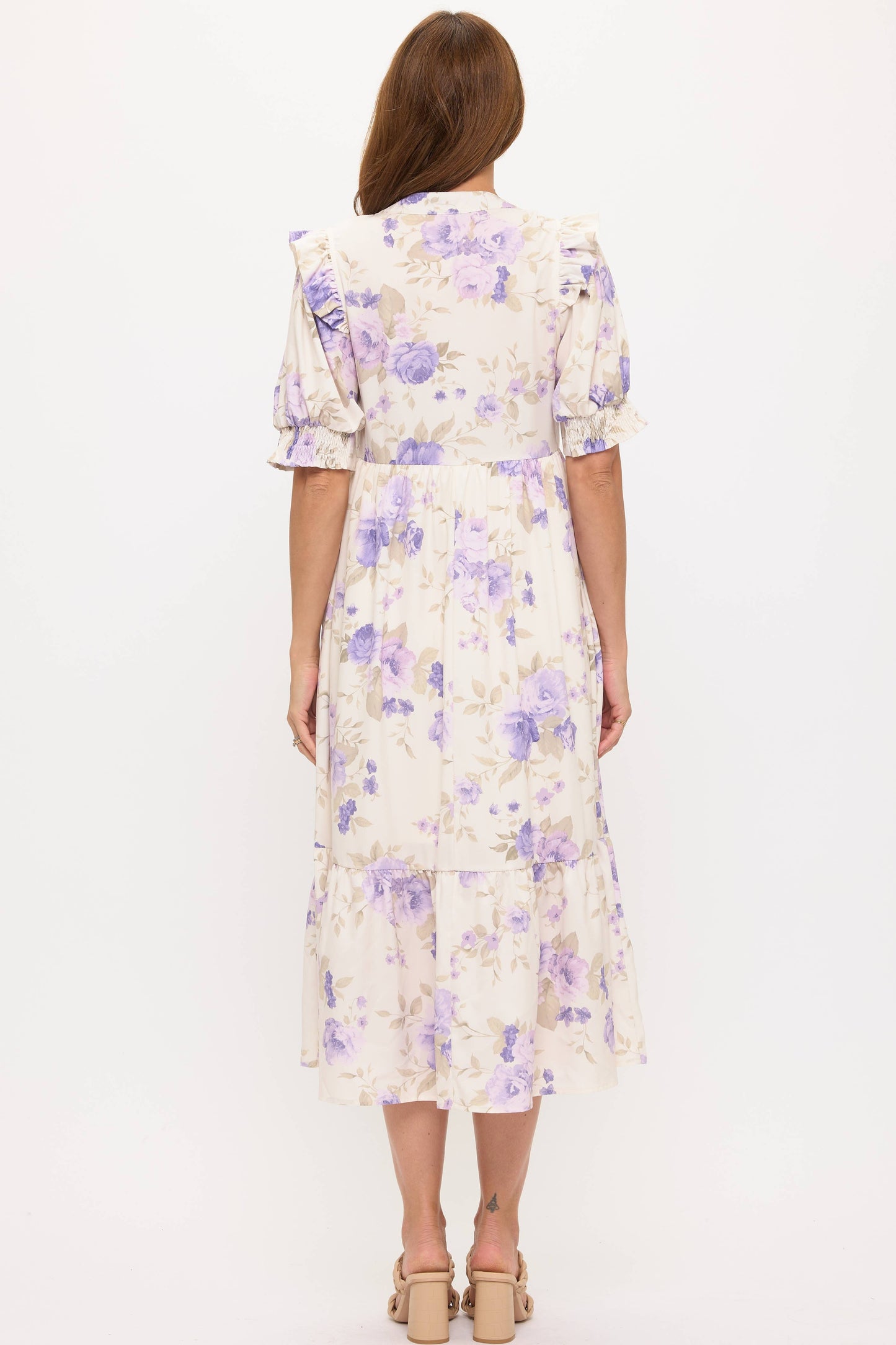 Lavender Floral Midi Dress