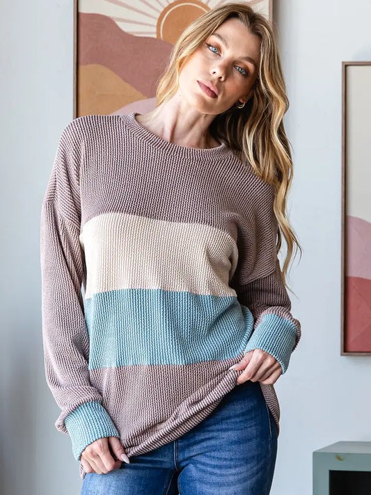 Fall Ribbed Long Sleeve Top