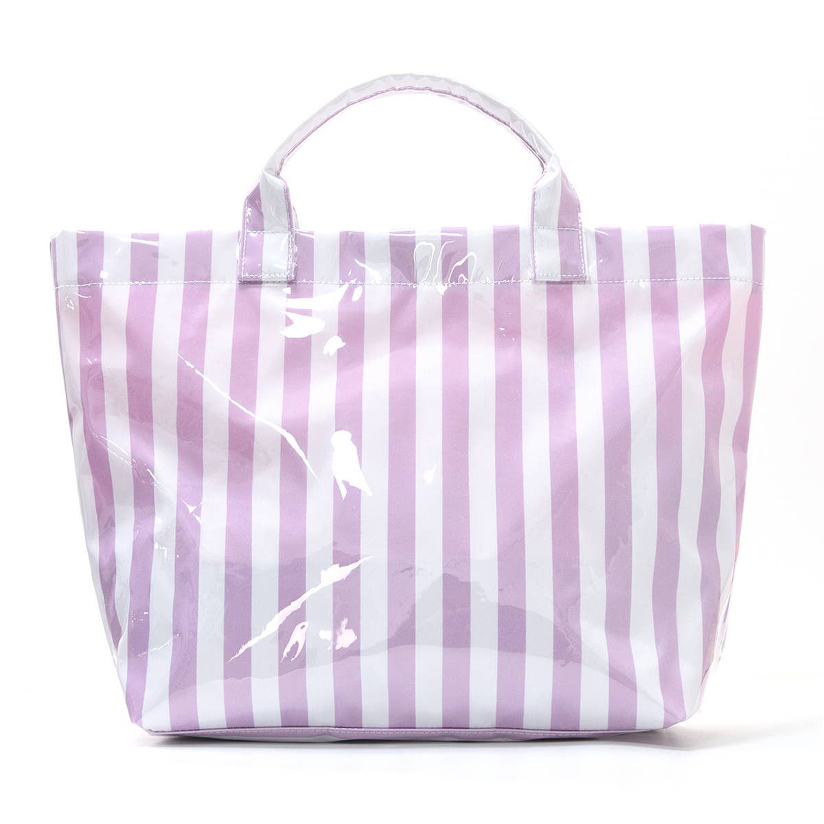 Colorblock Striped Tote Bag Snap Waterproof Beach Bag: Purple / M