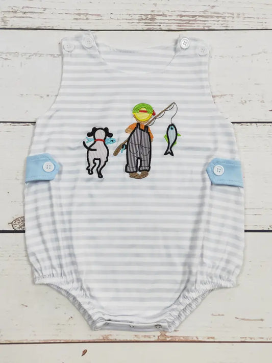 Baby Boy Fishing Lure Applique Bubble