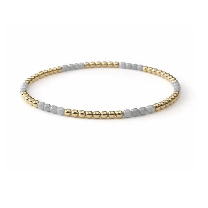 Refined Light Blue Stone and 14k Gold Filled Beaded Bracelet