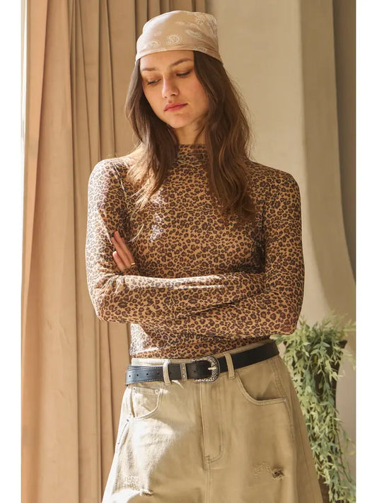 Animal Printed Mesh Top