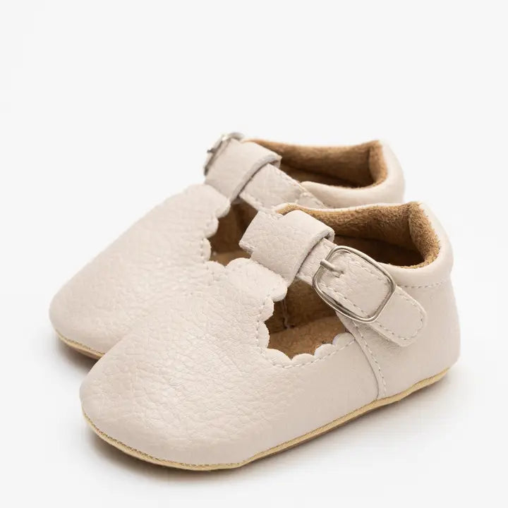 T-Strap Scalloped Buckle Shoe