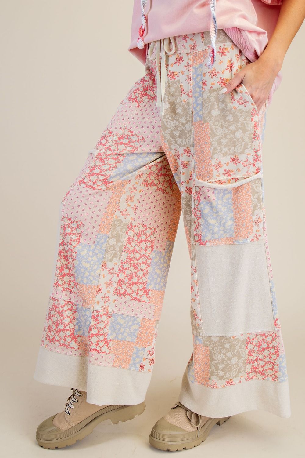 Plus Patchwork Print Pants