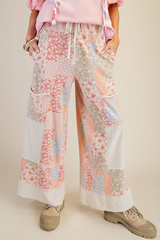 Plus Patchwork Print Pants