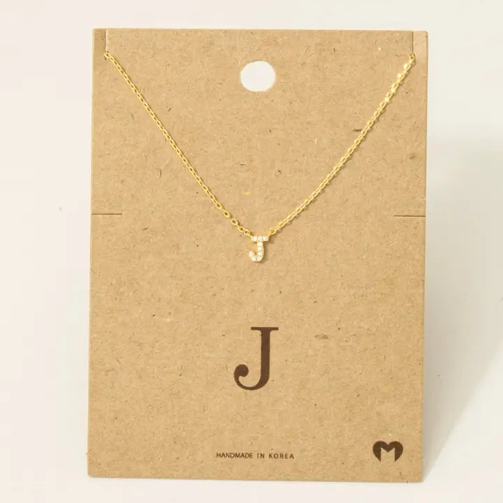 Mini Rhinestone Initial Necklace