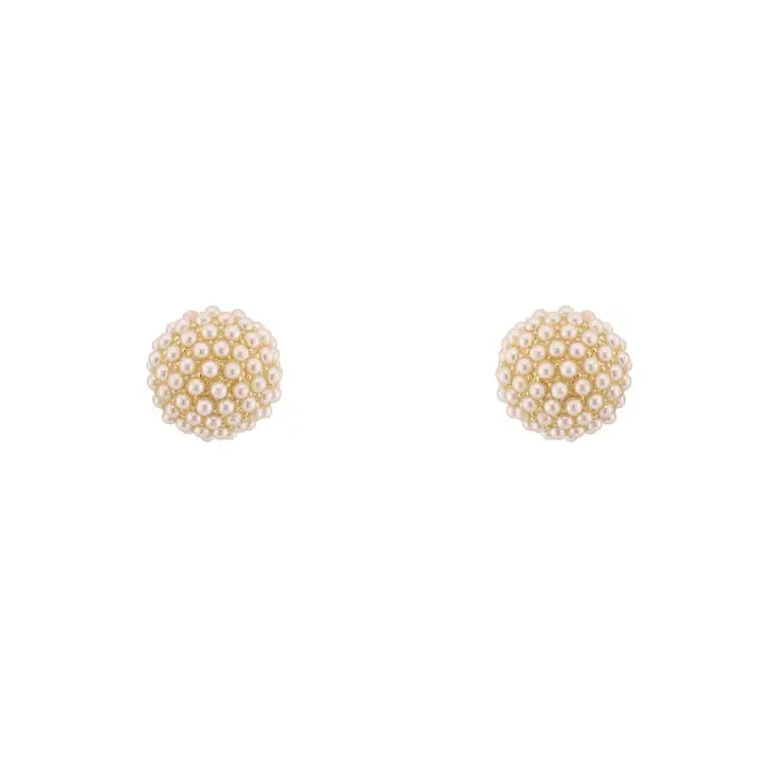 Pearl Studded Post Circle Earrings