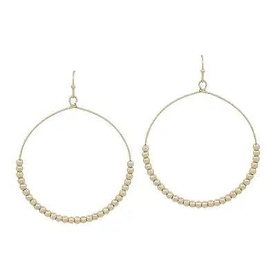 Gold Circle with 3mm Beading Earring