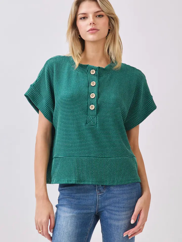 Hunter Green Ribbed Top