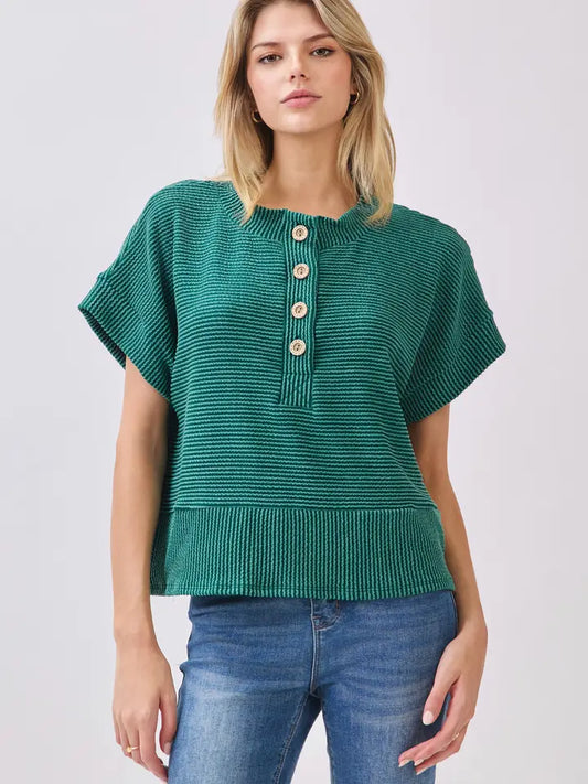 Hunter Green Ribbed Top