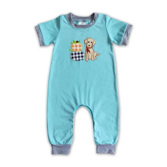Blue Dog Pumpkin Embroidery Outfit