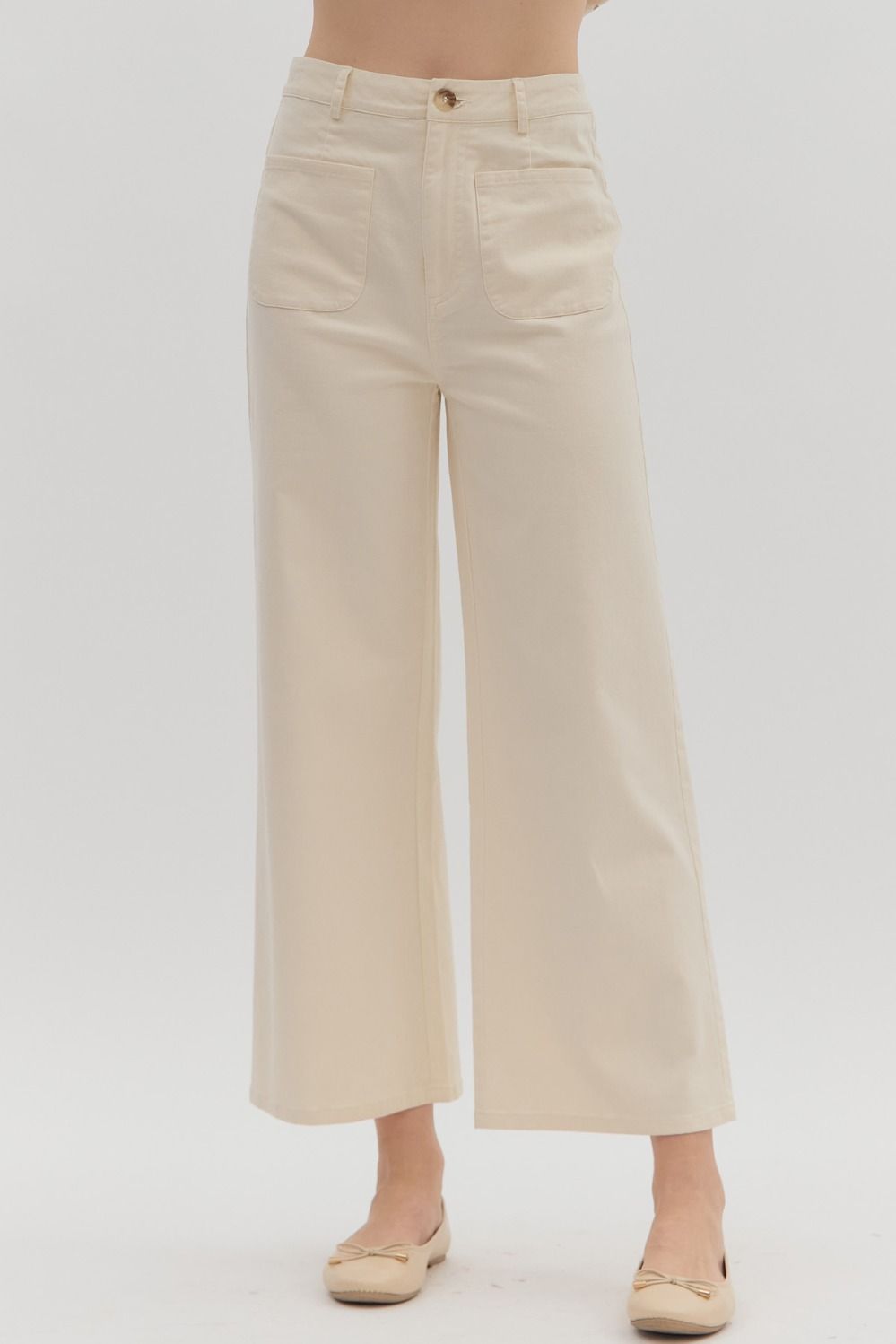 Ecru Pants with Front Pockets