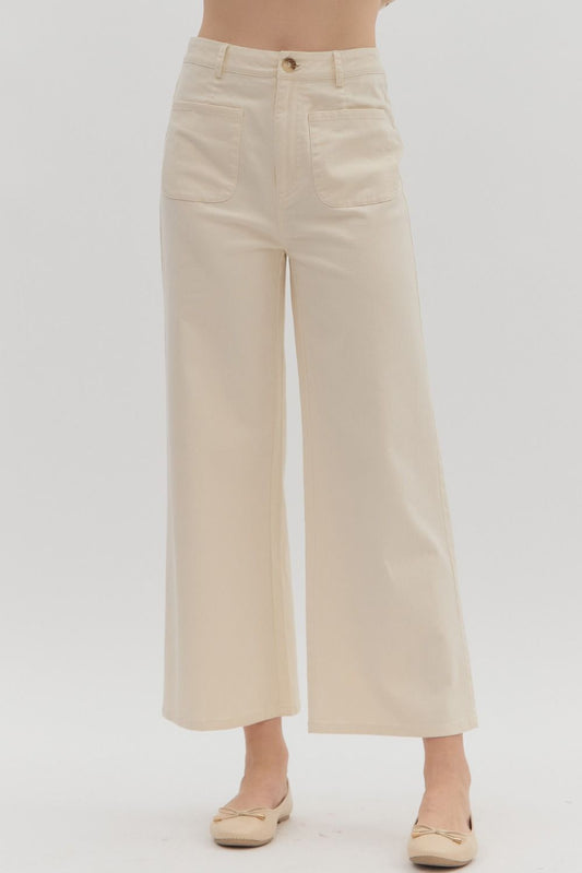Ecru Pants with Front Pockets
