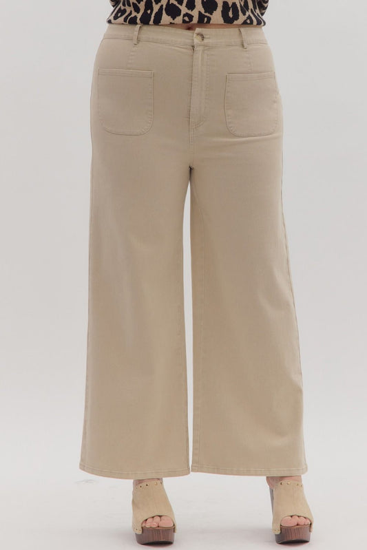 Plus Stone High Waist Ankle Pants