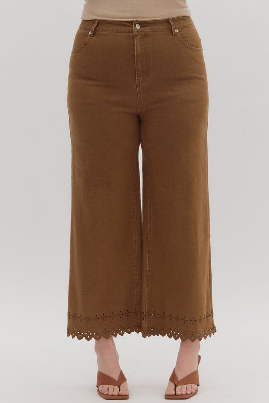 Plus Brown High Waist Pants