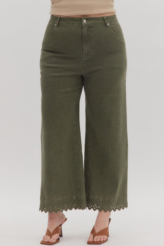 Plus Olive High Waist Pants