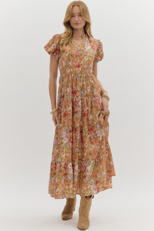 Terra Cotta Floral Print Dress
