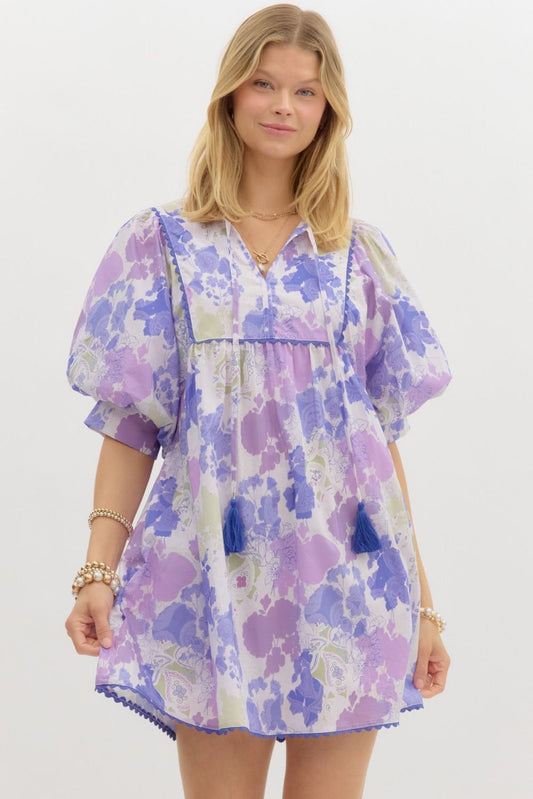 Purple Floral Stencil Dress