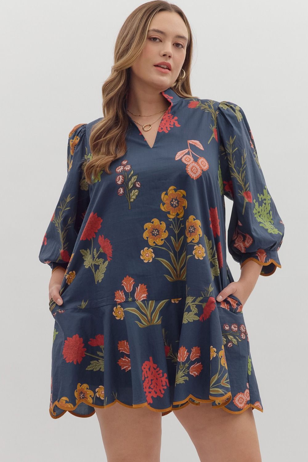 Navy Floral Dress