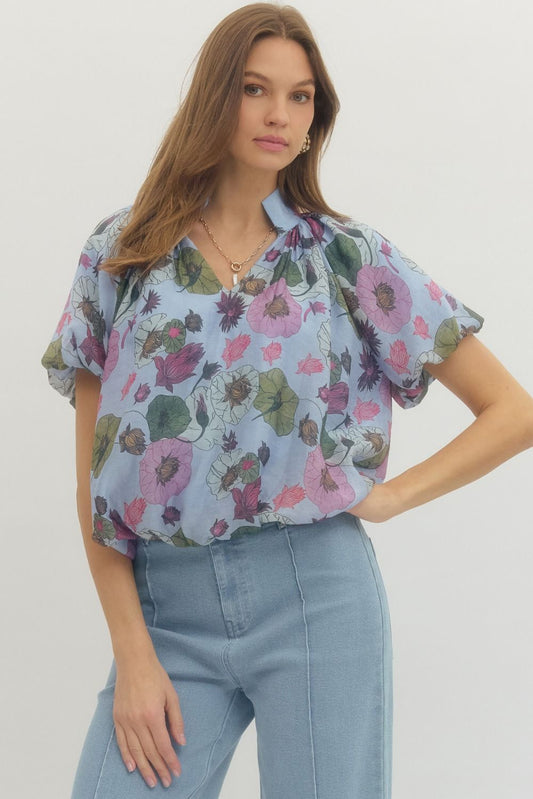 Floral Print Short Sleeve Top