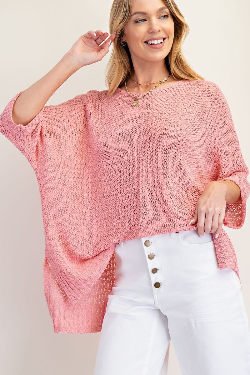 Plus Pink Knit Sweater Top