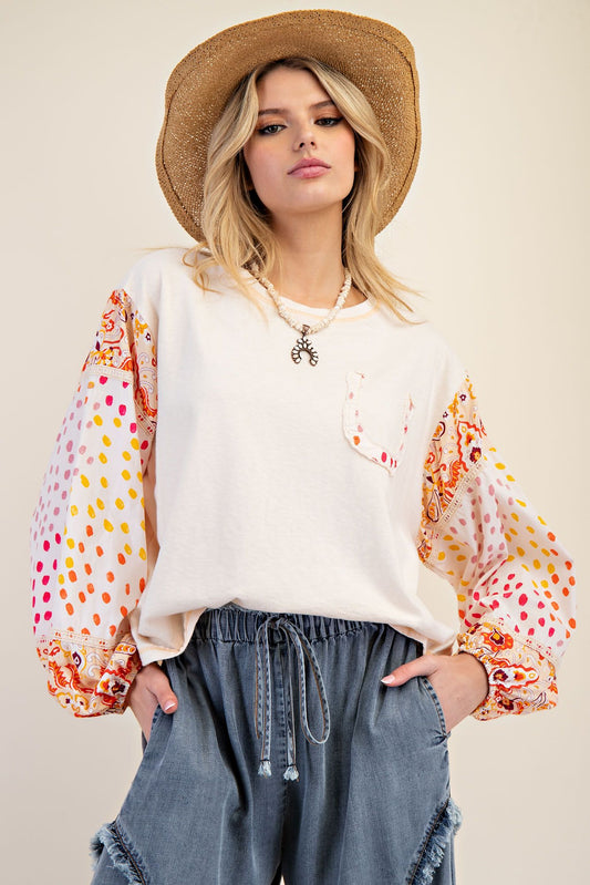Plus Print Mix Jersey Top