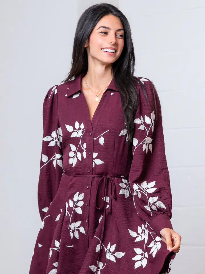 Burgundy Long Sleeve Dress