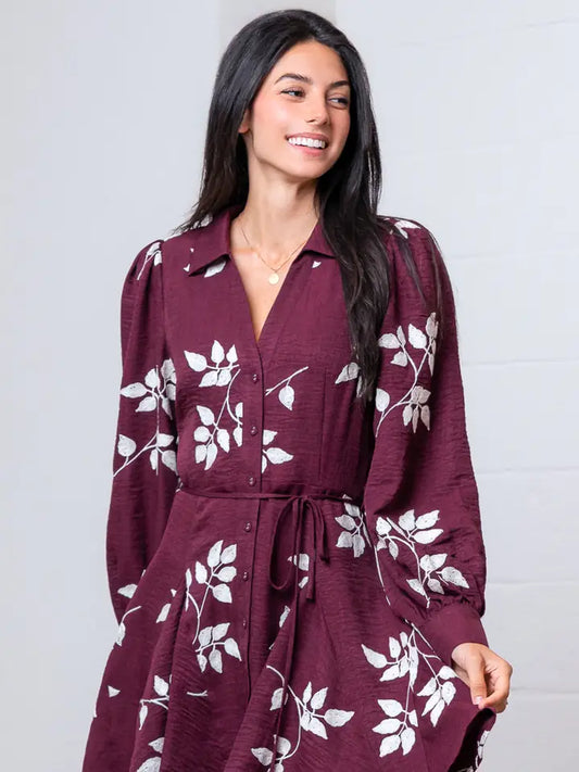 Burgundy Long Sleeve Dress