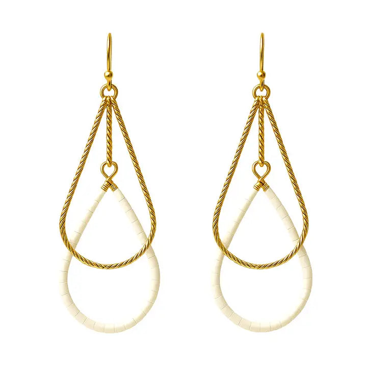 Gold Textured Open Teardrop 2" Earring