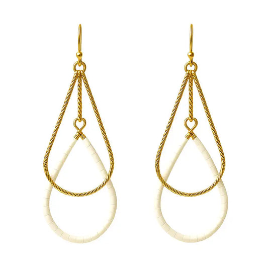Gold Textured Open Teardrop 2" Earring