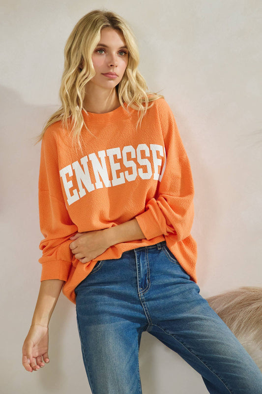 Orange Tennessee Cloudy Knit Top