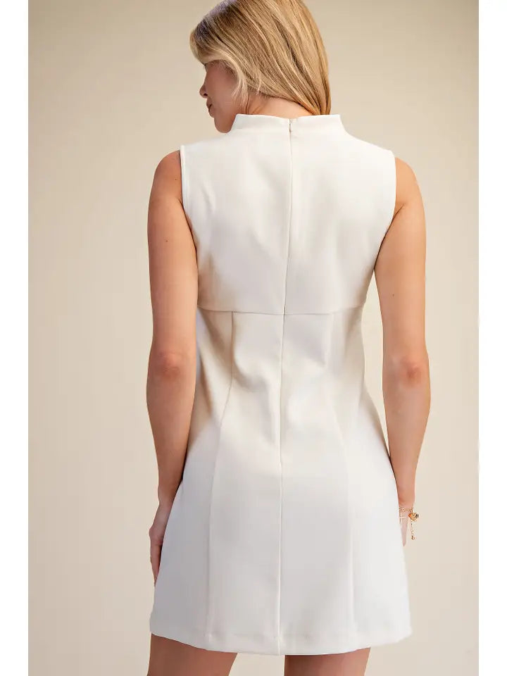 Cowl Neck Draped Sleeveless Mini Dress