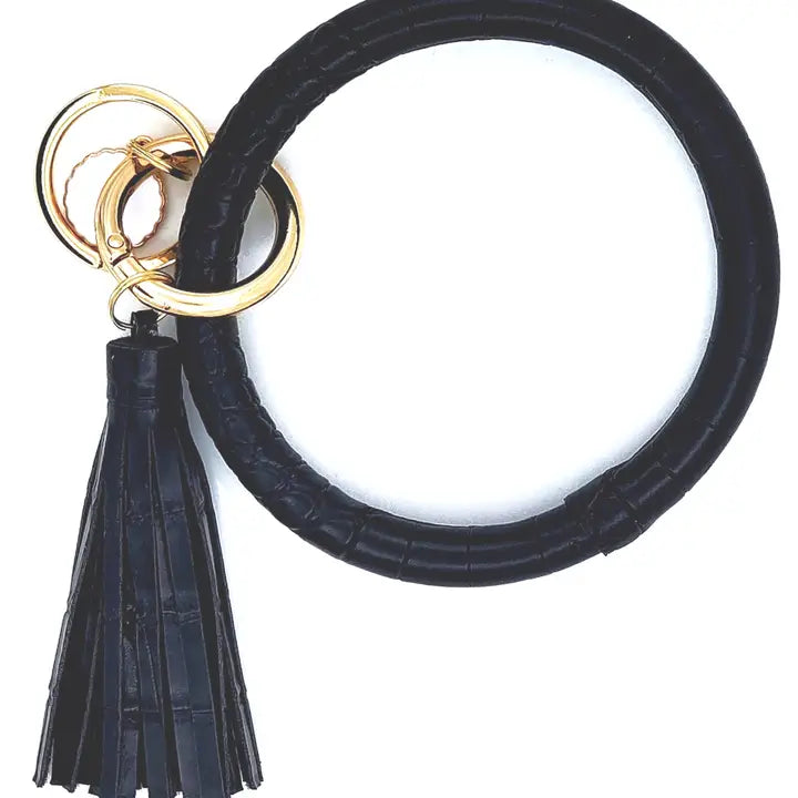 Crocodile Black Wristlet Key Chain