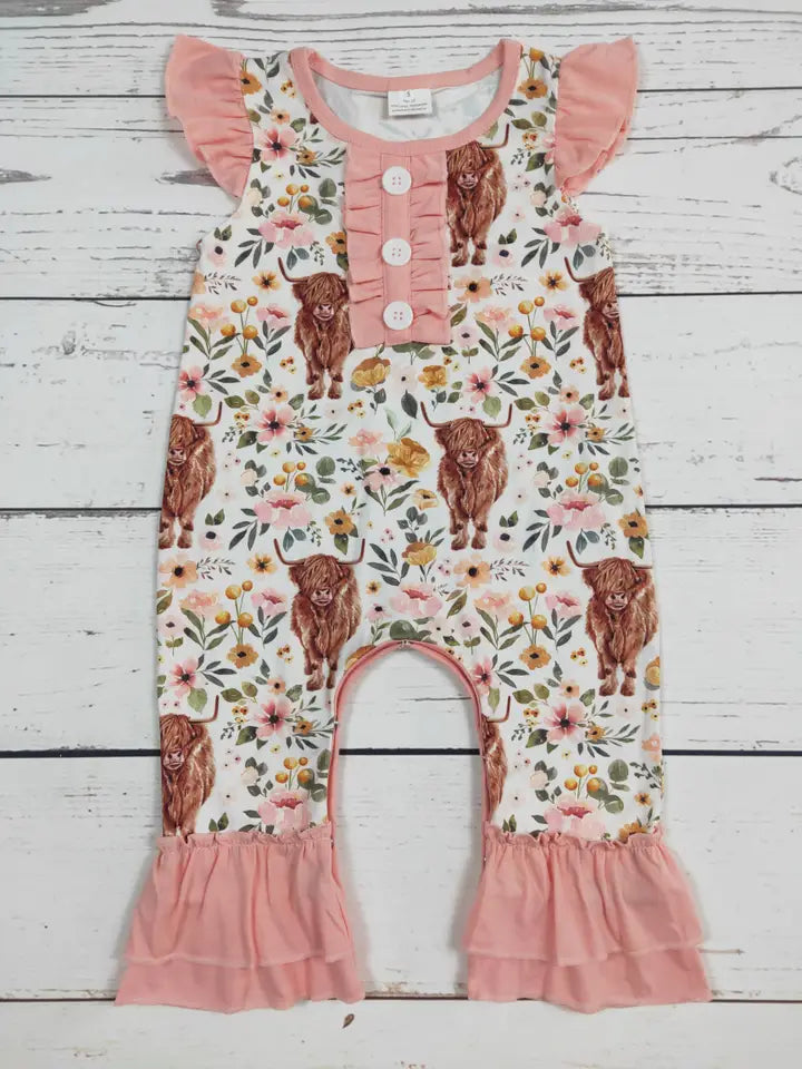 Baby Girl Flower Cows Romper