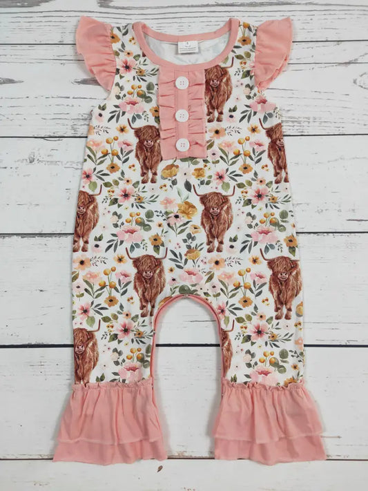Baby Girl Flower Cows Romper