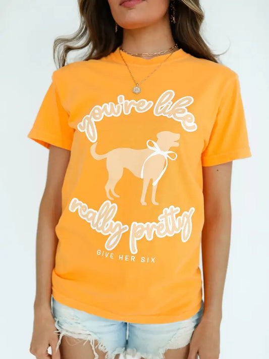 Like Really Pretty Orange Short Sleeve