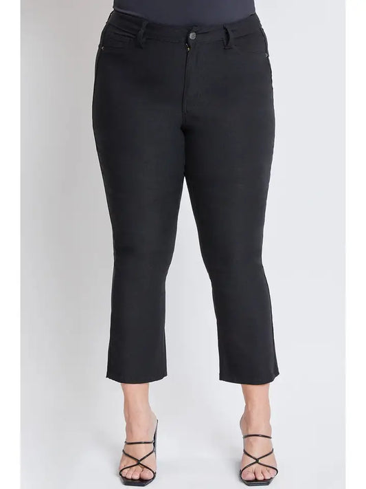 Plus Black Hyperstretch Copped Kick Flare Pants