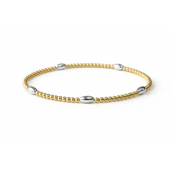 Classic Oval Mixed Metal Gold and Silver Bracelet