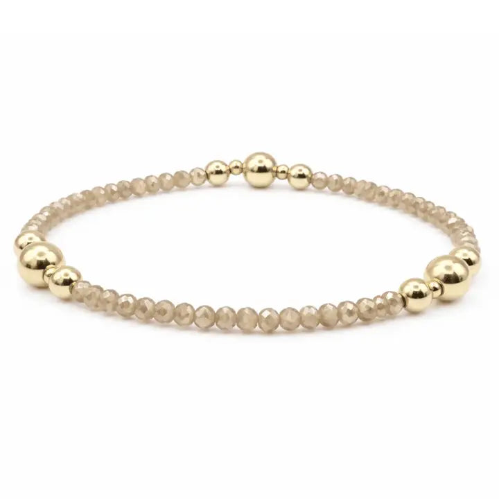 Nantucket Shimmer Champagne Gold Filled Beaded Bracelet - 7"