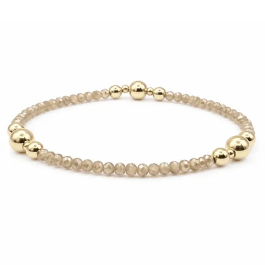 Nantucket Shimmer Champagne Gold Filled Beaded Bracelet - 7"
