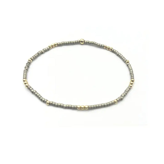2mm Pewter + Gold Filled Bracelet