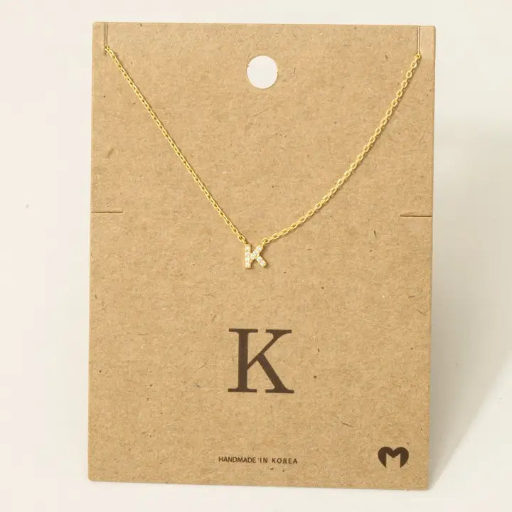 Mini Rhinestone Initial Necklace