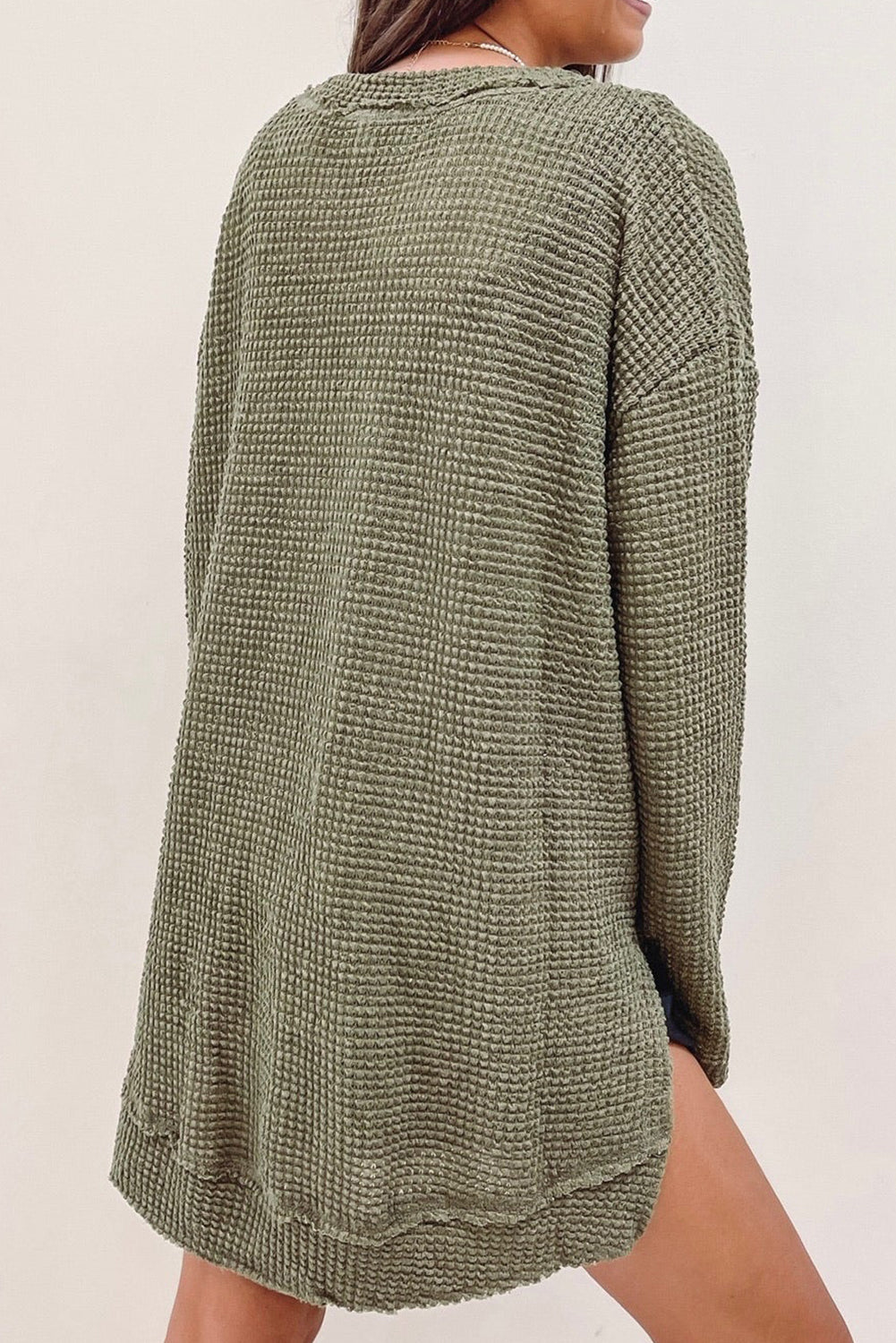 Plus Moss Green Knit Long Sleeve Top