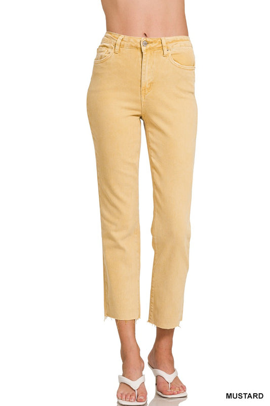 Zenana Mustard High Waist Cropped Pants